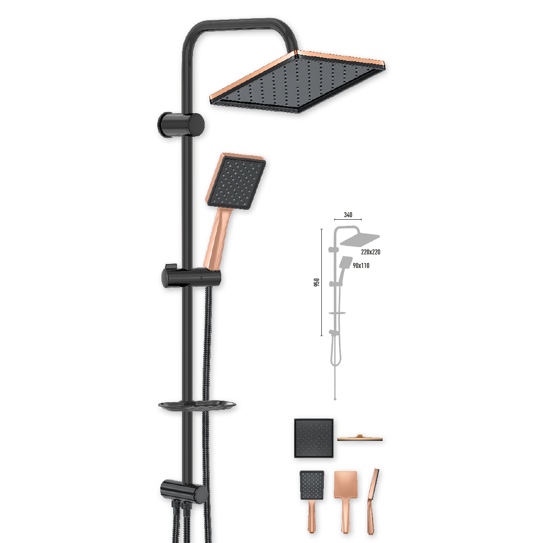 Valtemo Luxo Bronze Black Vs-2424 Robot Duş Bronz Siyah