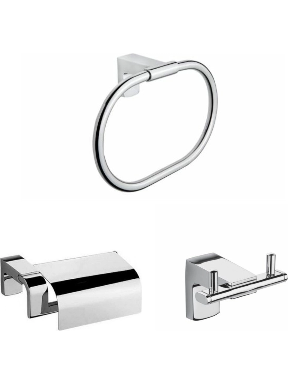 Tema Premium Yuvarlak Havluluk + Kapaklı Kağıtlık + Bornozluk 3’lü Set