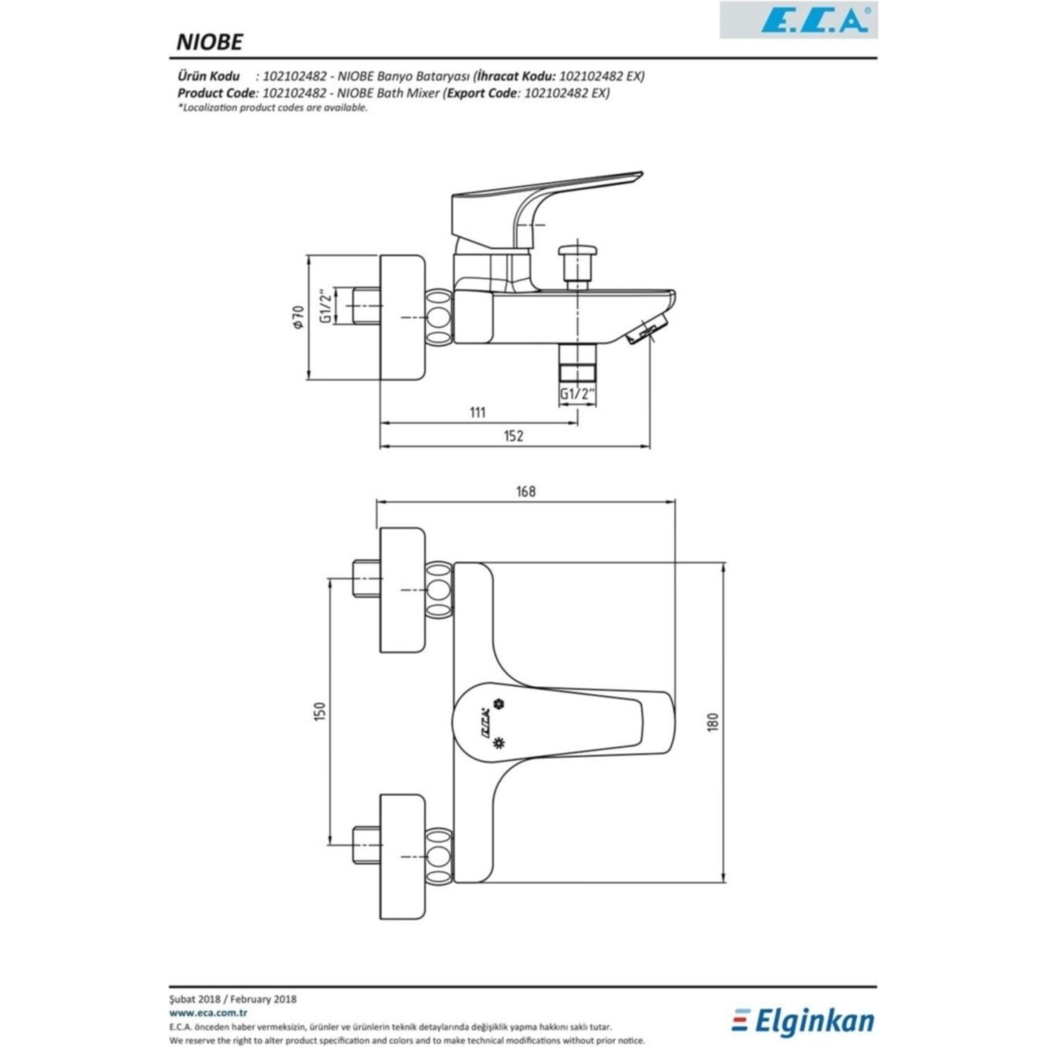 E.C.A Niobe Banyo Bataryası 102102482 20 Yıl Garantili