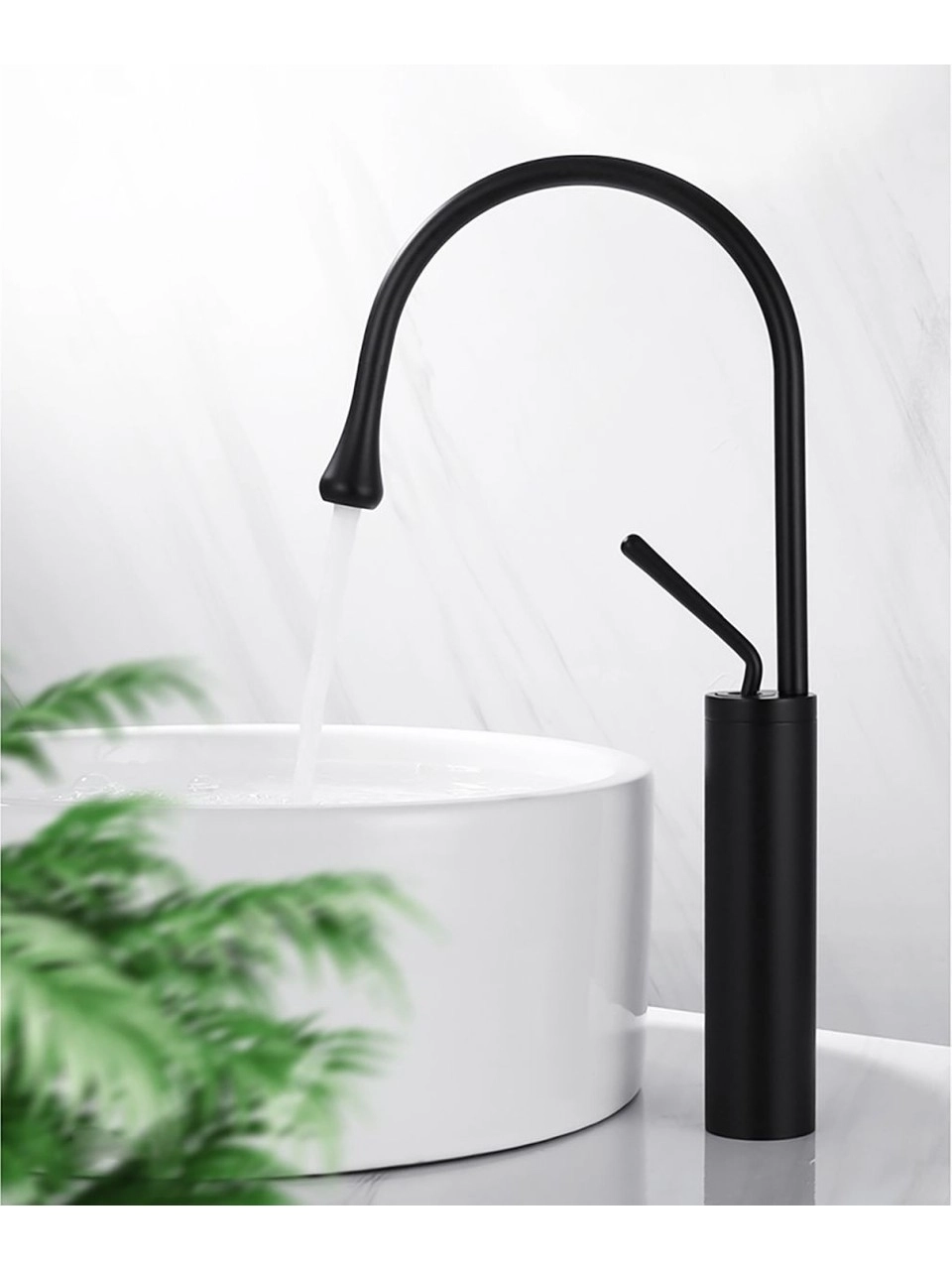 Quarvit Fleko Bohem Model Siyah Çanak Lavabo Bataryası Lavabo Musluğu Modern Tasarım Yüksek Tip Batarya Banyo Armatür