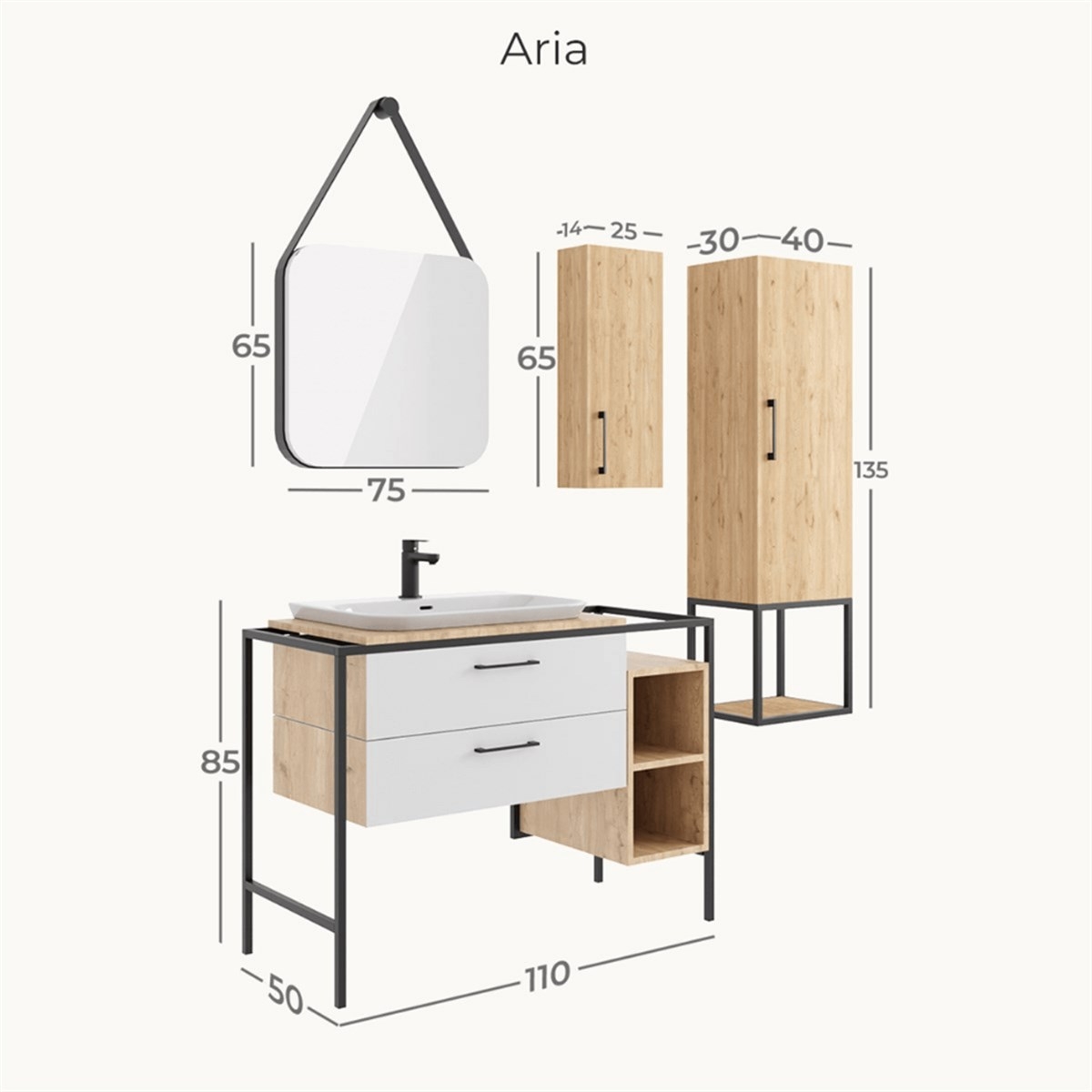 Belinza Aria 110 cm Banyo Dolabı