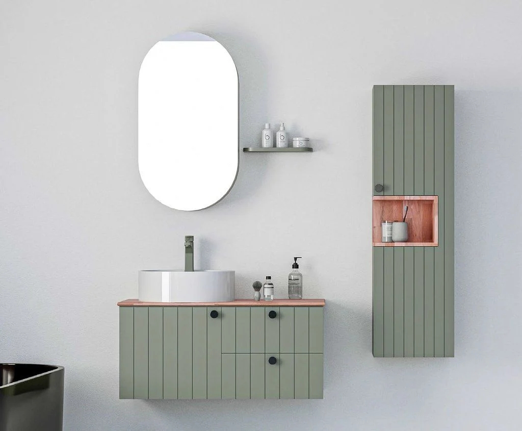 Belinza Banyo Dolabı Polaris 100 Cm Yosun Yeşil Takım (Boy Dolap Hariçtir)