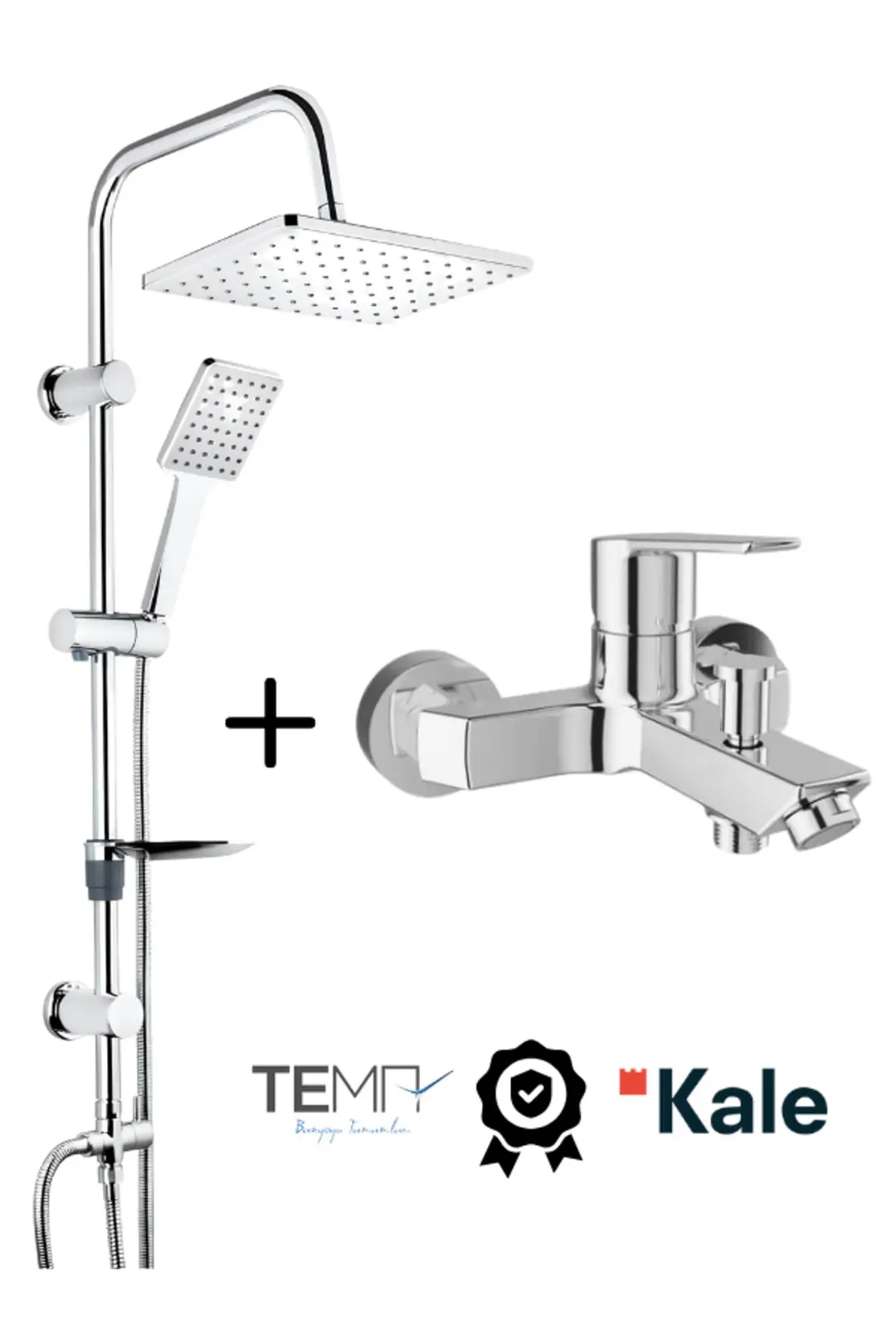 Kale Mare Banyo Bataryası + Tema 53242 Rain Carismo Duş Seti | Pirinç Batarya & SS304 Tepe Duş Sistemi