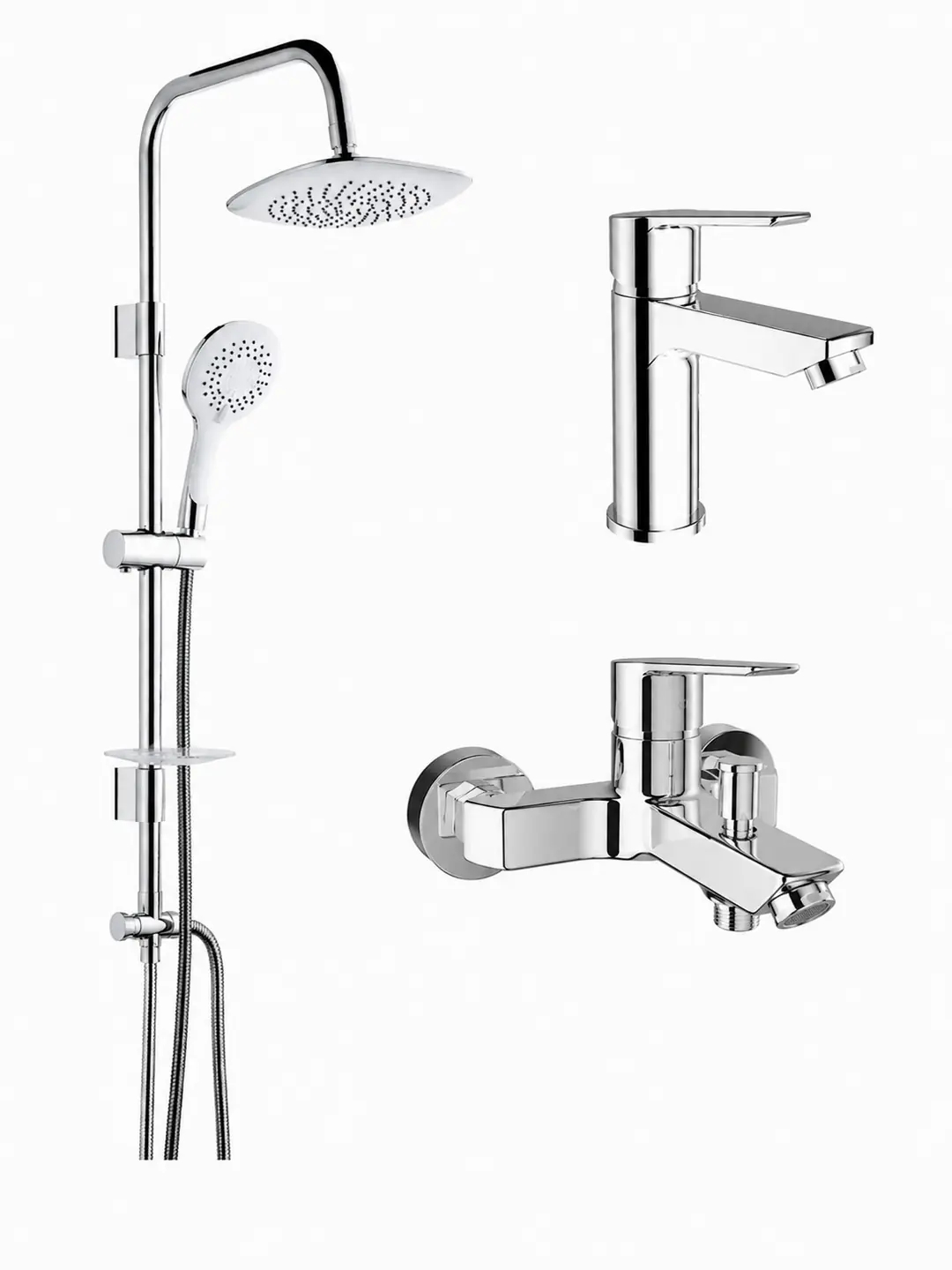 Kale Mare Banyo ve Lavabo Bataryası + Tema 53270 Rain Tepe Duş Seti Krom Banyo Seti