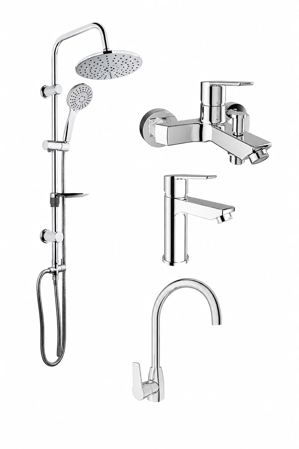 KALE Mare Banyo+Lavabo+Mutfak Bataryası ve Tema 53230 Tepe Duş Seti