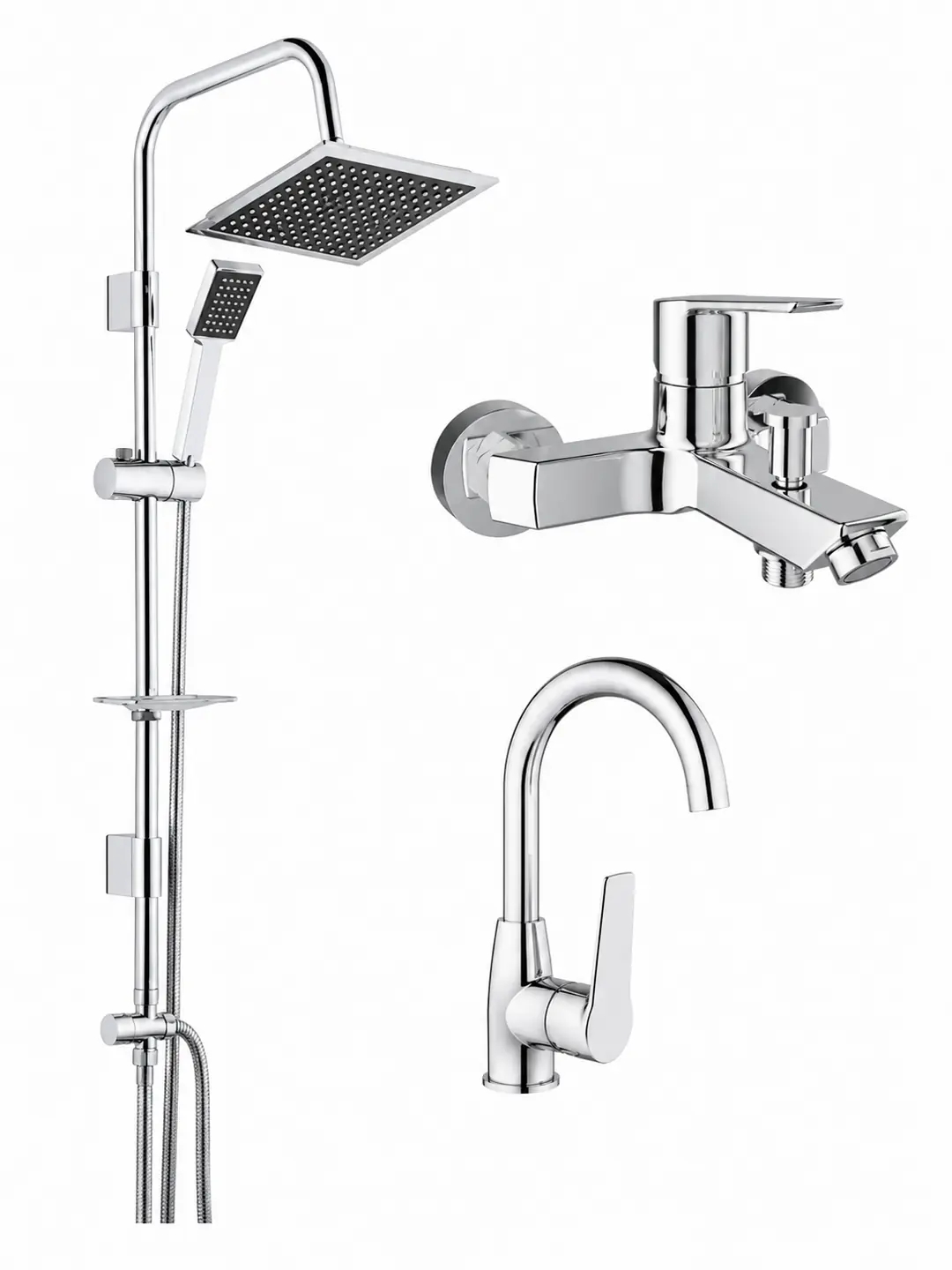 KALE Mare Banyo ve Döner Lavabo Bataryası Seti & TEMA 53260 Tepe Duş Sistemi