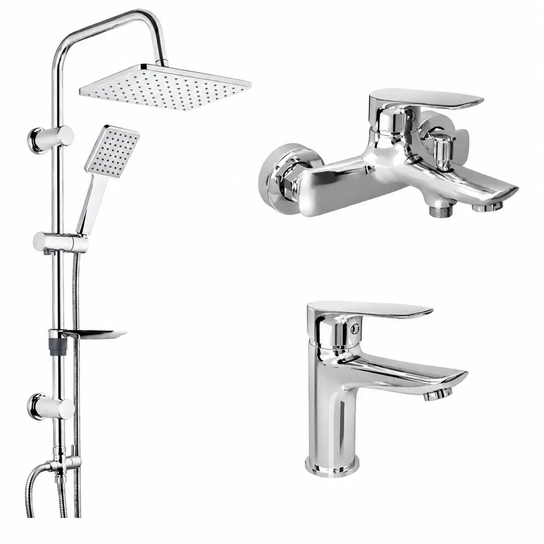 Kale Tandem Banyo Bataryası, Lavabo Bataryası ve Tema 53242 Rain Carismo Duş Seti