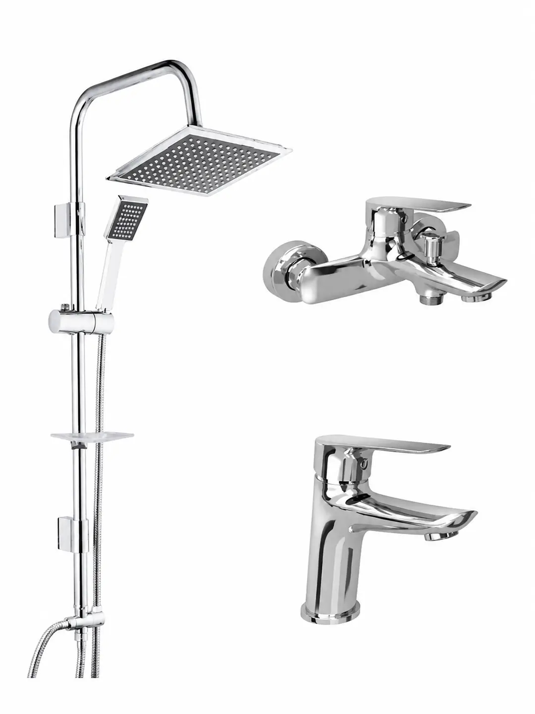 KALE Tandem Banyo Lavabo Bataryası Seti & TEMA 53260 Rain Quadro Tepe Duş Seti