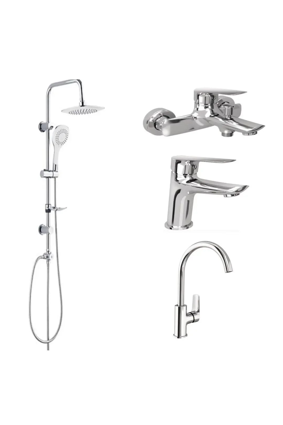 Kale Tandem Banyo, Lavabo ve Mutfak Bataryası + Tema 53270 Rain Tepe Duş Seti