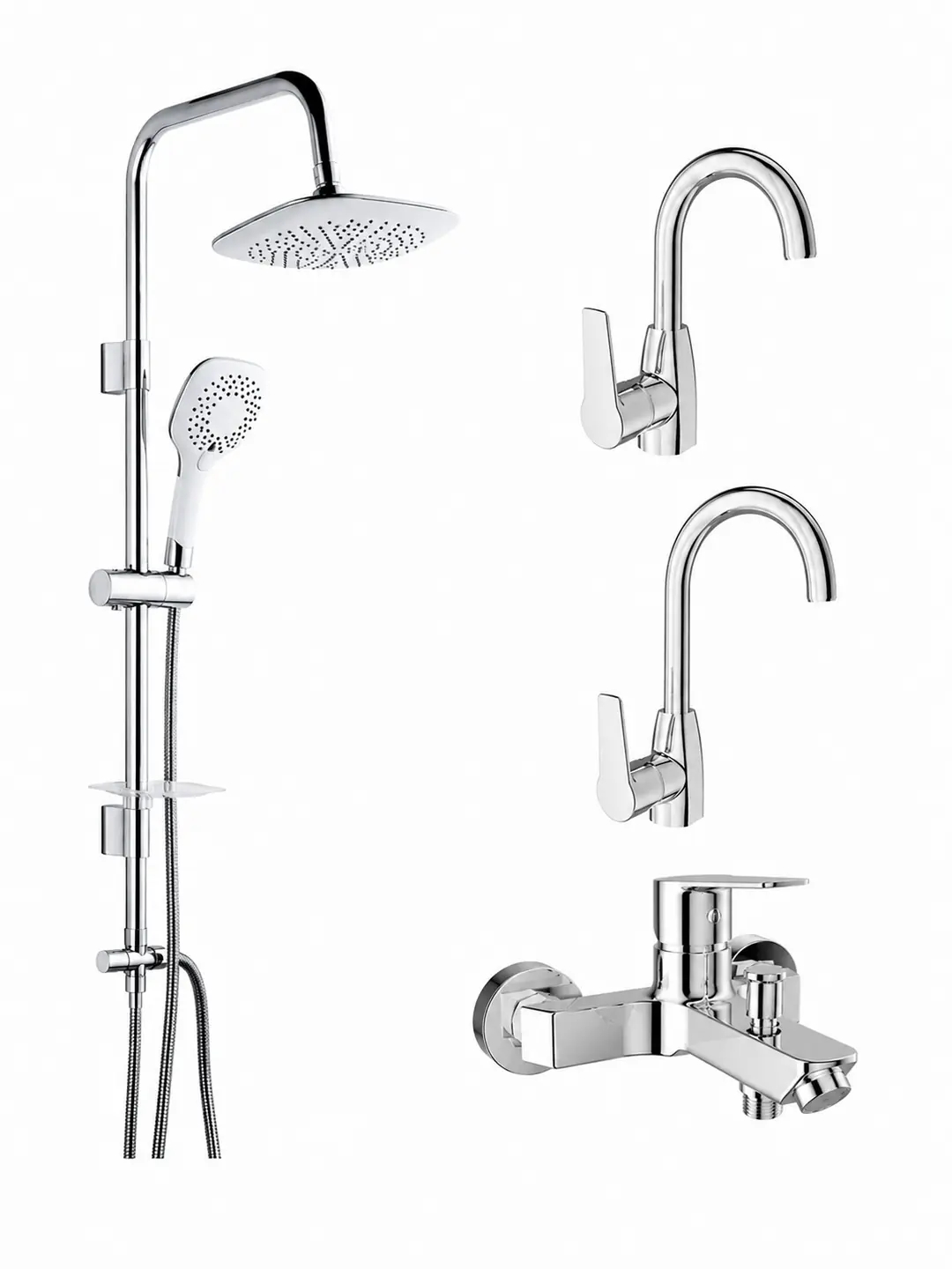 Kale Mare Banyo Döner Lavabo Mutfak Bataryası ve Tema 53270 Rain Tepe Duş Seti Krom Komple Set