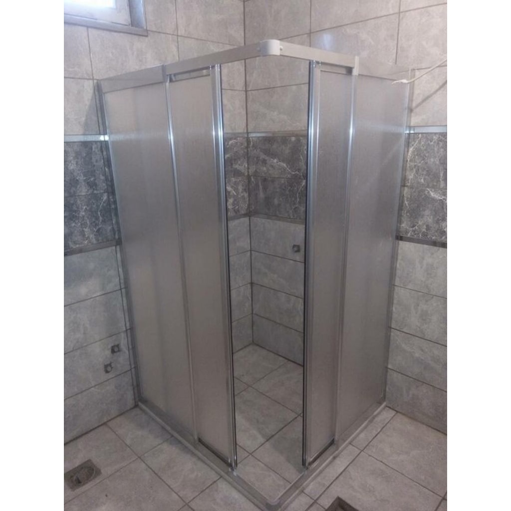 MarkaDuş Parlak Krom Profil 90*90 Kare Mika Duşakabin 