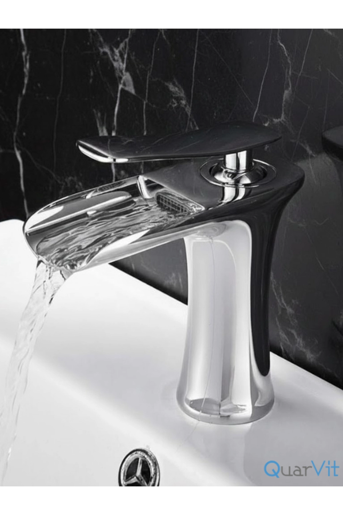 QuarVit GMF Şelale Kısa Krom Lavabo Bataryası