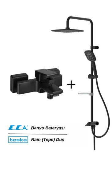 Eca Tiera Siyah Banyo Bataryası & Teska Paslanmaz Robot Duş Seti