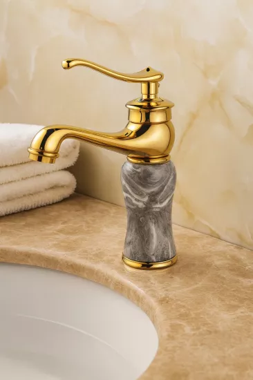 Fleko Hisar Gold Gri Lavabo Bataryası