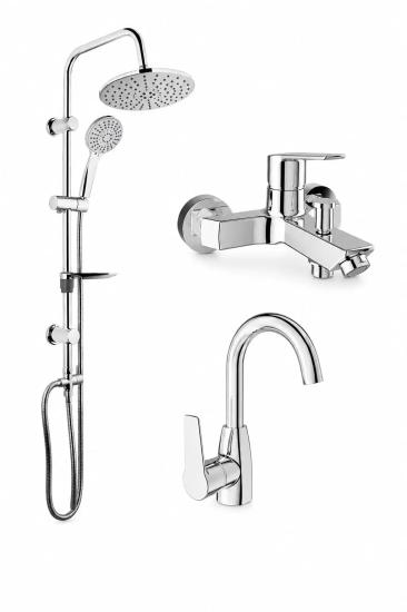 KALE Mare Banyo+Döner Lavabo Bataryası ve Tema 53230 Tepe Duş Seti