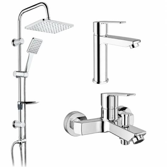 Kale Mare Banyo Bataryası, Lavabo Bataryası ve Tema 53242 Rain Carismo Duş Seti