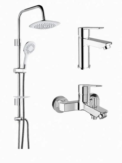 Kale Mare Banyo ve Lavabo Bataryası + Tema 53270 Rain Tepe Duş Seti Krom Banyo Seti