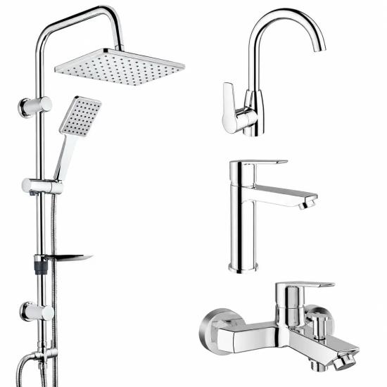 Kale Mare Banyo, Lavabo ve Mutfak Bataryası & Tema 53242 Rain Carismo Duş Seti
