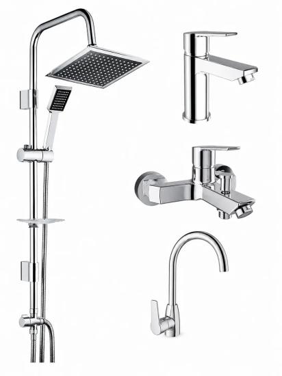 KALE Mare Banyo, Lavabo ve Mutfak Bataryası Seti & TEMA 53260 Rain Quadro Tepe Duş Seti