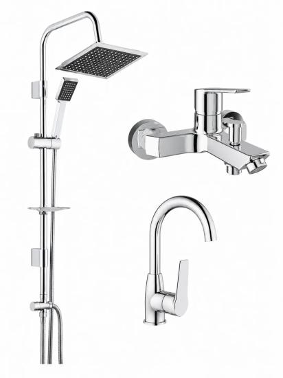 KALE Mare Banyo ve Döner Lavabo Bataryası Seti & TEMA 53260 Tepe Duş Sistemi