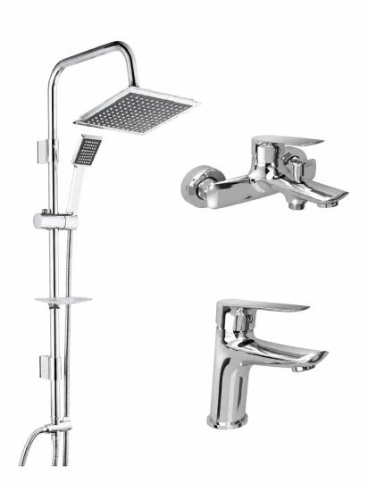 KALE Tandem Banyo Lavabo Bataryası Seti & TEMA 53260 Rain Quadro Tepe Duş Seti