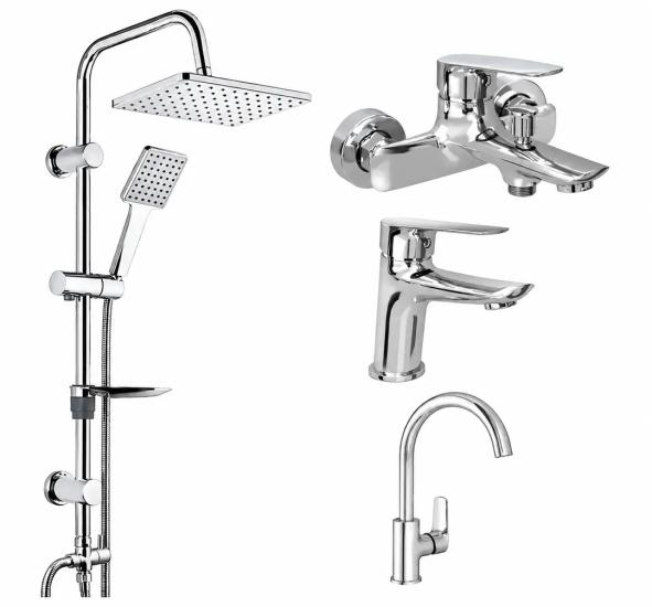 Kale Tandem Banyo, Lavabo ve Mutfak Bataryası & Tema 53242 Rain Carismo Duş Seti