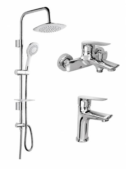 Kale Tandem Banyo ve Lavabo Bataryası + Tema 53270 Rain Sürgülü Tepe Duş Seti Krom 5+1 Fonksiyonlu Banyo Seti