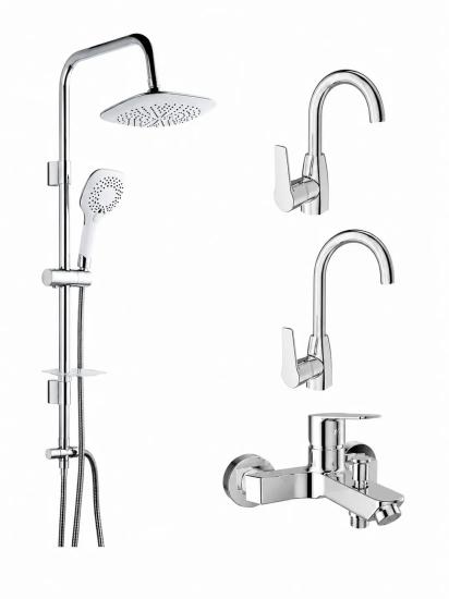 Kale Mare Banyo Döner Lavabo Mutfak Bataryası ve Tema 53270 Rain Tepe Duş Seti Krom Komple Set