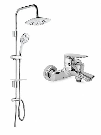 Kale Tandem Banyo Bataryası ve Tema 53270 Rain Tepe Duş Seti SS304 Paslanmaz Krom Banyo Seti