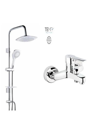 Tema Flora Banyo Bataryası + Tema 53270 Rain Bianco Tepe Duş Seti