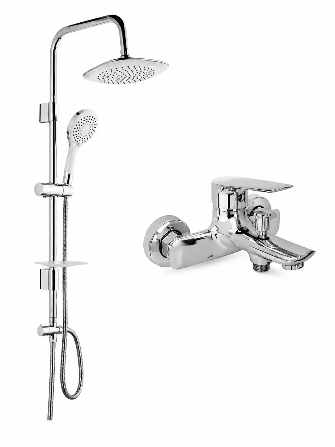 Kale Tandem Banyo Bataryası ve Tema 53270 Rain Tepe Duş Seti SS304 Paslanmaz Krom Banyo Seti