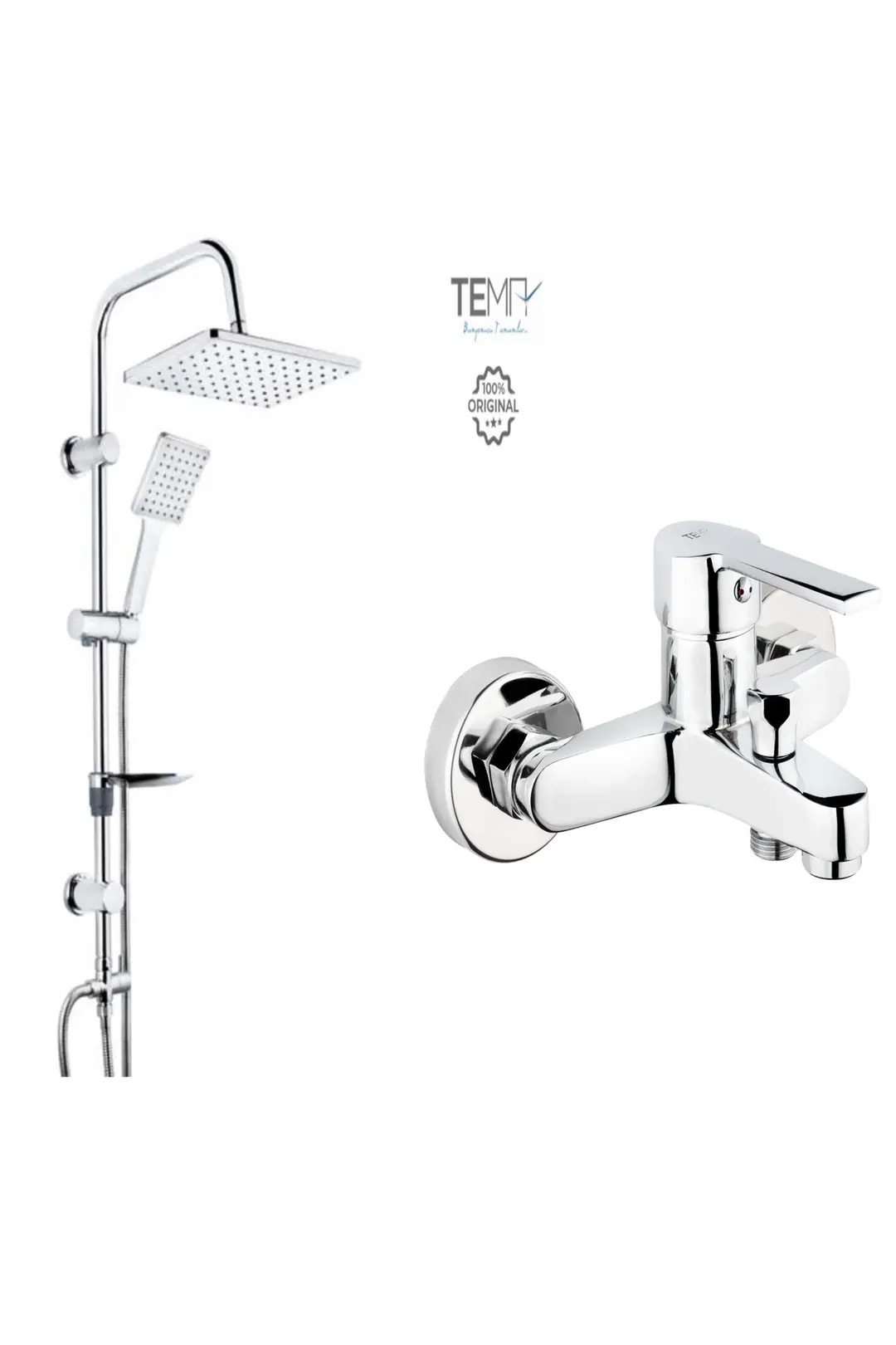 Tema Flora Banyo Bataryası + Tema 53242 Rain Carismo Duş Seti