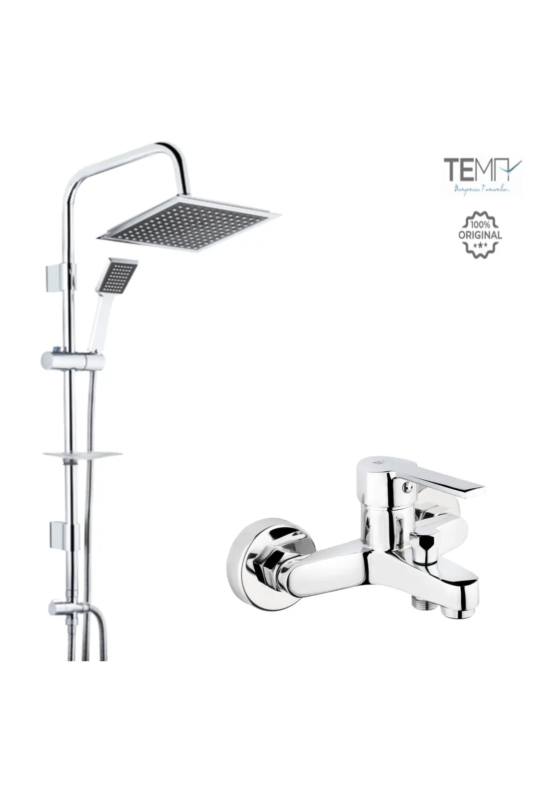 Tema Flora Banyo Bataryası + Tema 53260 Rain Quadro Tepe Duş Seti