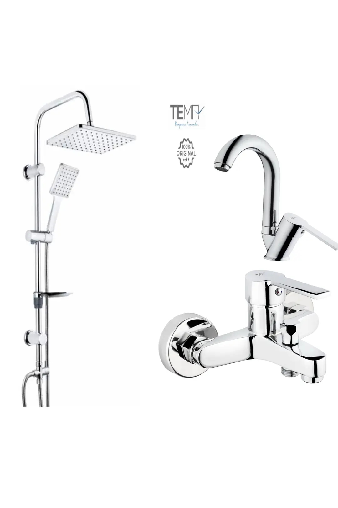 Tema Flora Banyo ve Lavabo Bataryası + Tema 53242 Rain Carismo Duş Seti